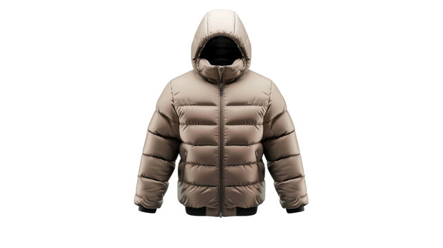 Man's puffer winter jacket on transparent background