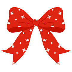 red bow with star pattern for christmas illustration