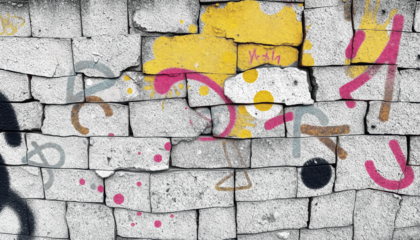 cracked grunge brick wall texture isolated on transparent background