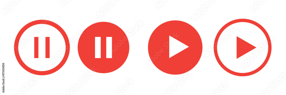 Poster media player button icons set. paly & pause icon collections. ui elements. music player buttons. vid