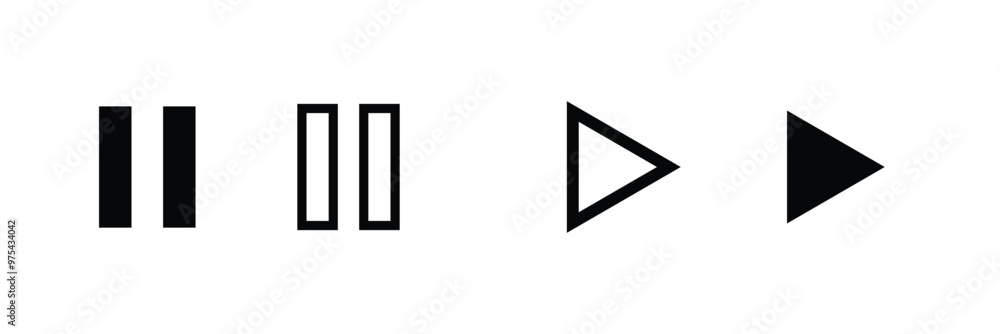 Poster play and pause buttons icon set, ideal for media player. . elements for video streaming app. vector 