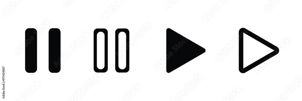 Poster play and pause buttons icon set, ideal for media player. . elements for video streaming app. vector 