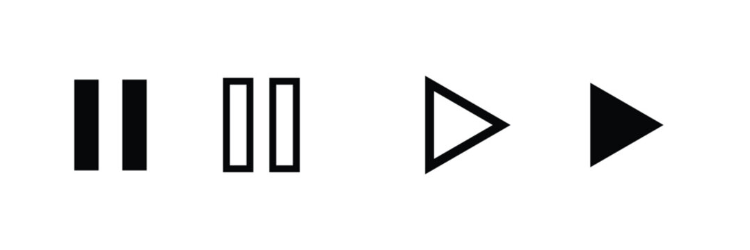 play and pause buttons icon set, ideal for media player. . Elements for video streaming app. vector  icon 