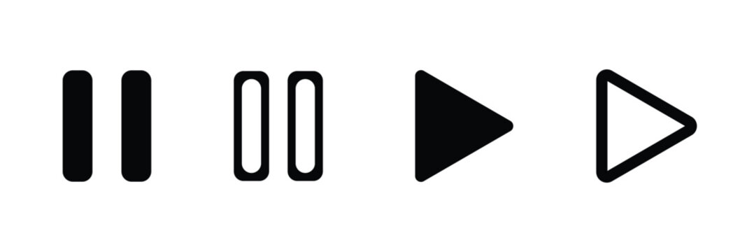 play and pause buttons icon set, ideal for media player. . Elements for video streaming app. vector  icon 
