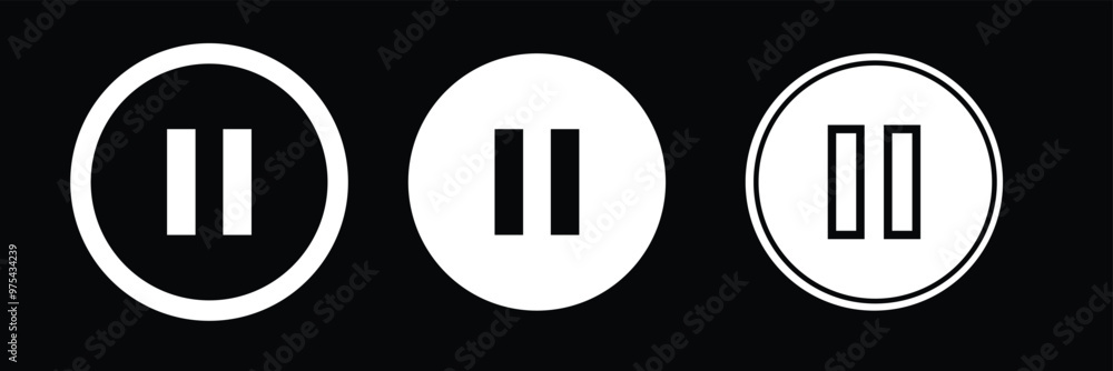 Poster pause button vector icon set. media player control button symbol. eps 10 vector illustration.