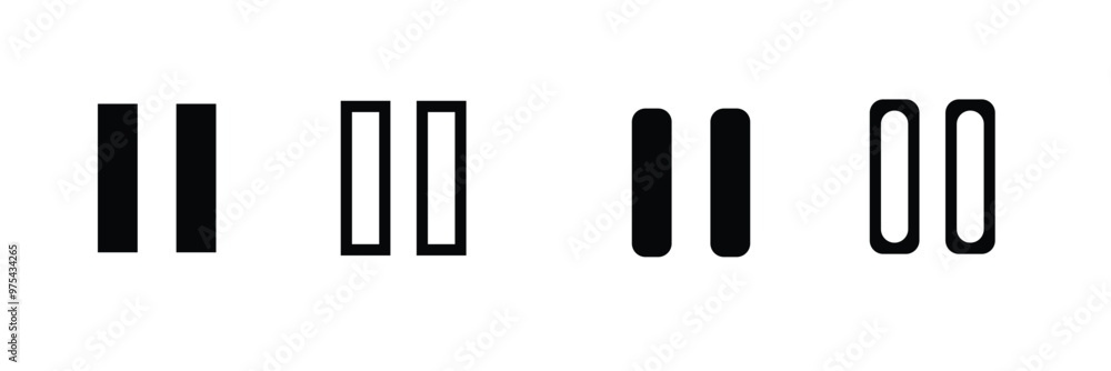 Poster pause button vector icon set. media player control button symbol. eps 10 vector illustration.