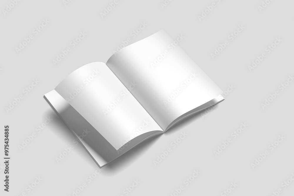 Canvas Prints Blank opened magazine mockup side view angle