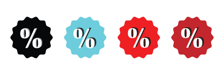 Discount icon circles with percentage sign in center in outline. Percentage, Percent or Discount simple icons set designed.