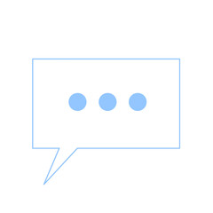 Doodle icon bubble rectangle chat illustration on transparent background that can be use for background, slide view, social media, sticker, scrapbook and e.t.c with aesthetic blue color