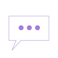 Doodle icon bubble rectangle chat illustration on transparent background that can be use for background, slide view, social media, sticker, scrapbook and e.t.c with aesthetic purple color