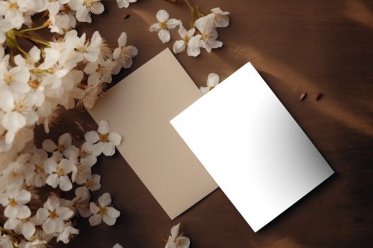 PNG flatlay invitation card  mockup, transparent design