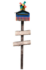 Vintage craft and handmade wood postal box house with sign and symbol for direction clip art and element