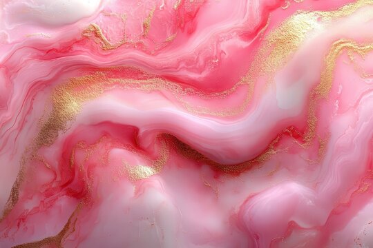 abstract fluid art background swirling rose gold and blush pink marble textures iridescent highlights creating mesmerizing patterns reminiscent of jupiters clouds