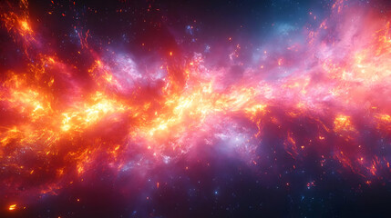 Abstract Background with Red, Orange, and Blue Nebula