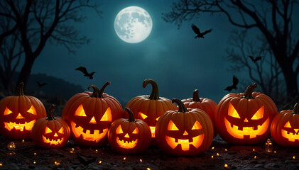 Halloween background with pumpkins. Autumn. Background for halloween banner