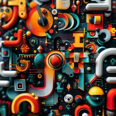 Obraz premium Abstract Branding Surrealism: Exploring Identity and Recognition in a Vibrant Space