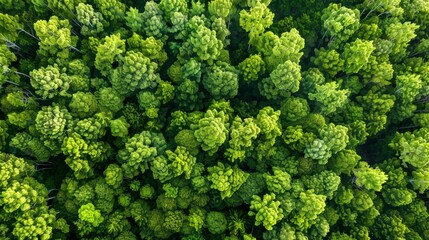 Fototapeta premium Sustainable and Ethical Networking: A bird's eye view of a lush, verdant forest, symbolizing the energy of the natural environment in alignment with ESG concepts