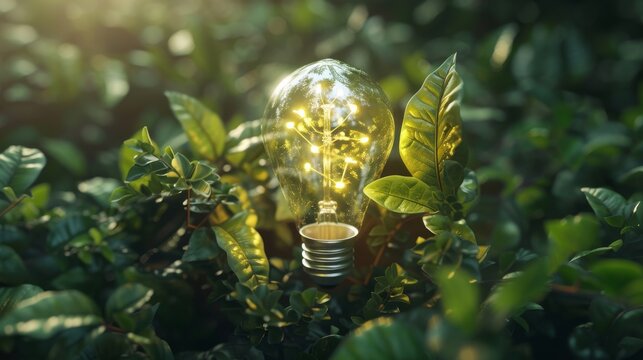 Renewable Energy: A close-up image of a light bulb designed to symbolize green energy