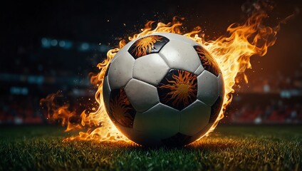 Fototapeta premium soccer ball in fire