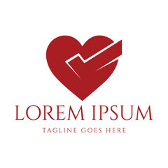 Simple Minimalist Heart Love Check Fix Good Symbol Icon Logo Design