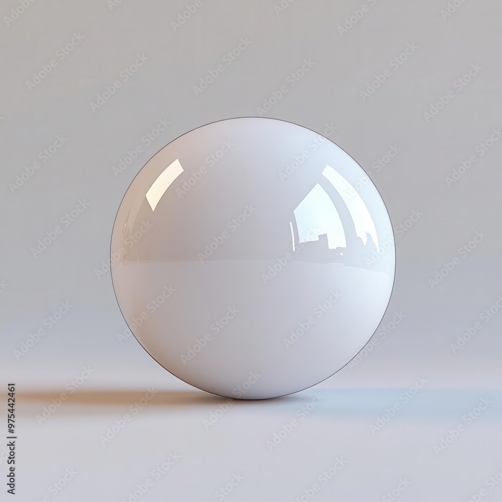 Poster a smooth, white sphere stands on a subtle gradient background, reflecting light softly and creating 