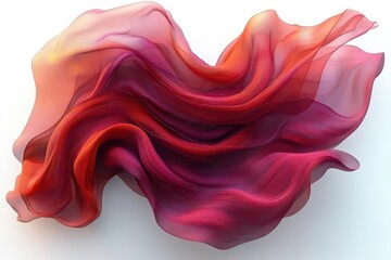 Obraz premium dramatic billowing red silk fabric frozen in midair complex folds and ripples catching light striking contrast against crisp white background