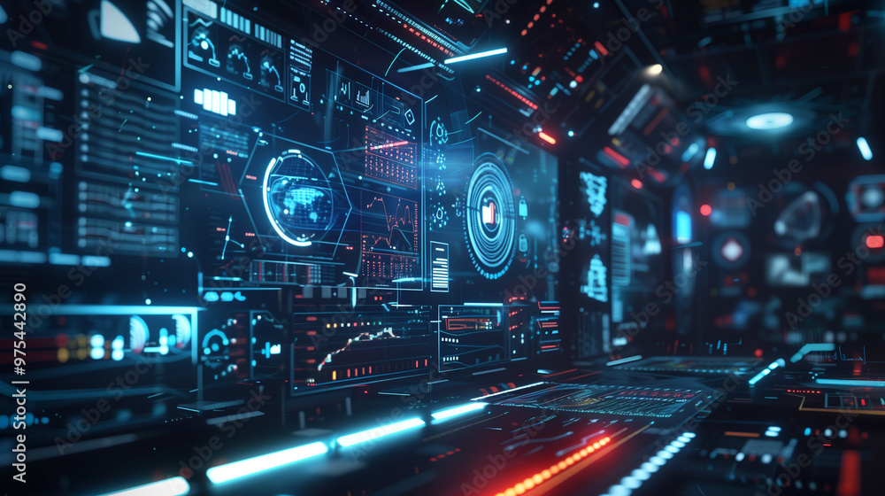 Poster futuristic artificial intelligence based management technology visualization through augmented reali