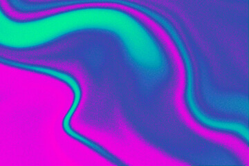 Abstract wavy blurred blue, pink, green grain noise gradient background