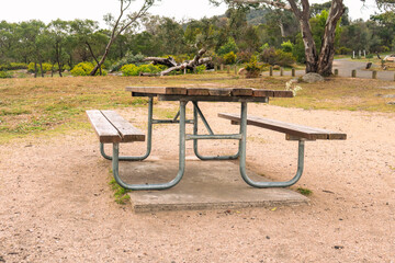 empty picnic table in you yangs national park