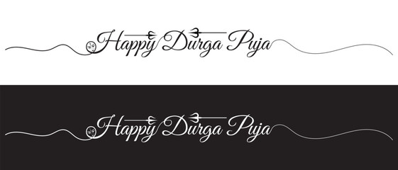Happy Durga Puja hand lettering design vector , Happy Durga Puja text vector.  Festival of India. Eps 10