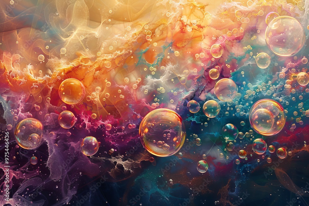 Poster abstract background with colorful bubbles and swirling patterns. perfect for design projects, social