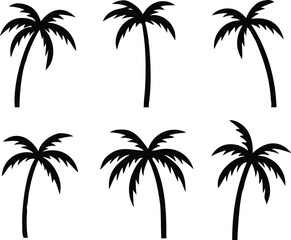 Palm tree silhouette. palm trees set