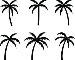Palm tree silhouette. palm trees set