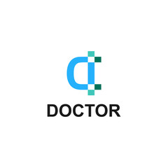Letter D Cross Medical logo, cross icon with letter D combination

