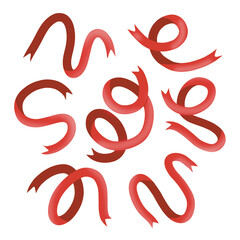 Obraz premium Collection of realistic red ribbon for Christmas gift decoration isolated vector illustration