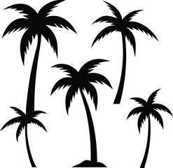 Palm tree silhouette. palm trees set