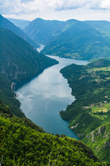 Scenic view of a river canyon from the top of mountain