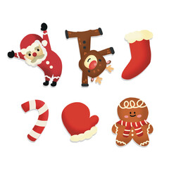 Cute Santa Claus animal cartoon character and Christmas party decoration for winter on 25 December