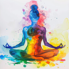 Obraz premium abstract art colorful sculpture meditation paint zen yoga serenity figure harmony posture modern creative vibrant fluid relaxing peace blend tranquility spectrum 