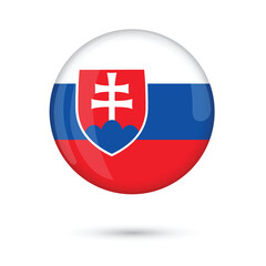 Fototapeta premium slovakia national official flag round glossy shiny 3D vector illustration on white background for national day, day of constitution, freedom and democracy day, public holidays, poster, flyers, banners