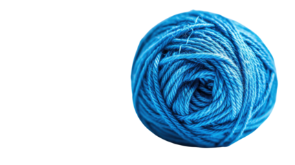 Blue yarn ball on transparent background