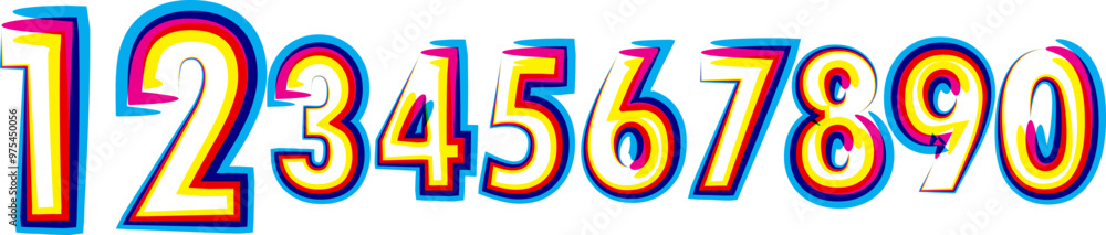 Poster vector set of number, gradient color vector set of numbers