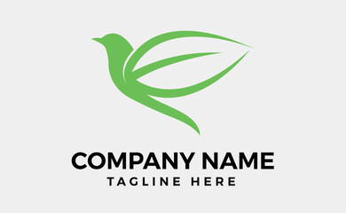 Obraz premium minimal solid bird and leaf logo vector, Humming bird, Editable vector illustration.