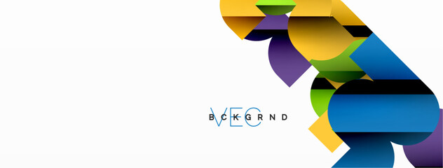 Abstract background. Colorful geometric curve shapes with black shadow lines effects