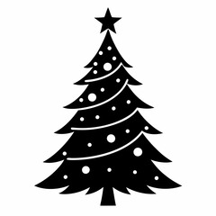 Christmas tree black vector art illustration