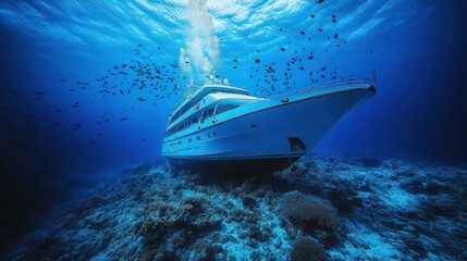 Fototapeta premium scuba diving yacht on ocean