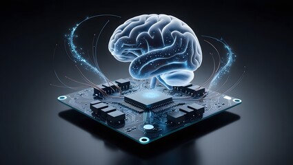 circuit board and brain, technology background