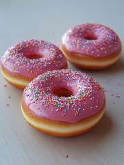 Donuts with Pink Frosting and Sprinkles