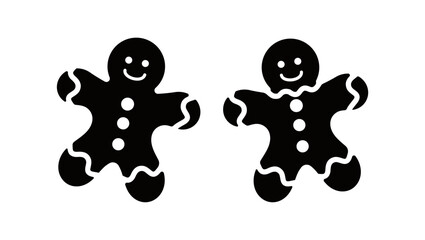 Gingerbread man, black isolated silhouette
