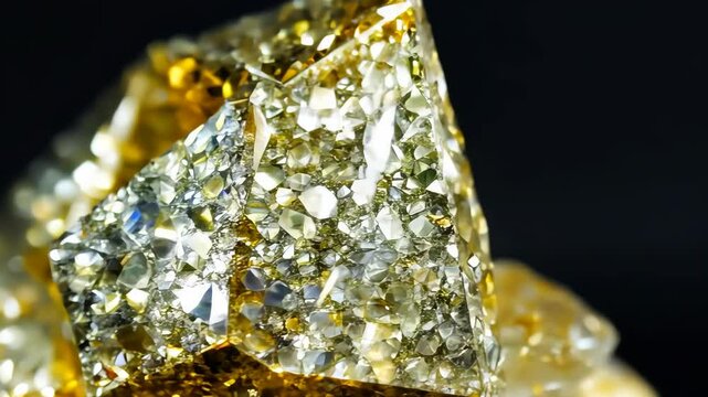 Sparkling Gold Gemstone Close-up: Luxury and Shine

